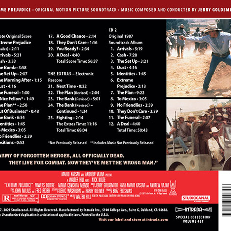 Extreme Prejudice (Original Motion Picture Soundtrack) album cover