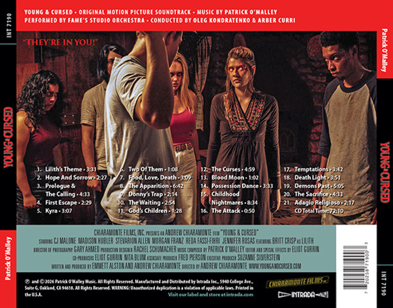 Album cover for Young & Cursed (Original Motion Picture Soundtrack) by Patrick O'Malley - Intrada 2026