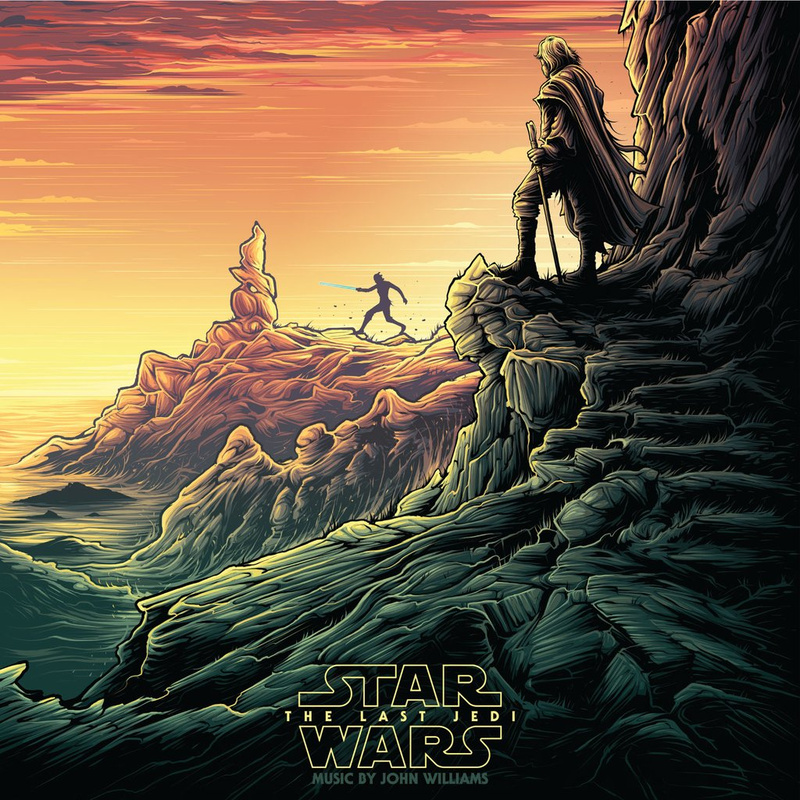 Cover art for Star Wars: The Last Jedi (Original Motion Picture Soundtrack) (Luke & Rey (Red & Gold Splatter on Dark Green) Vinyl Variant)