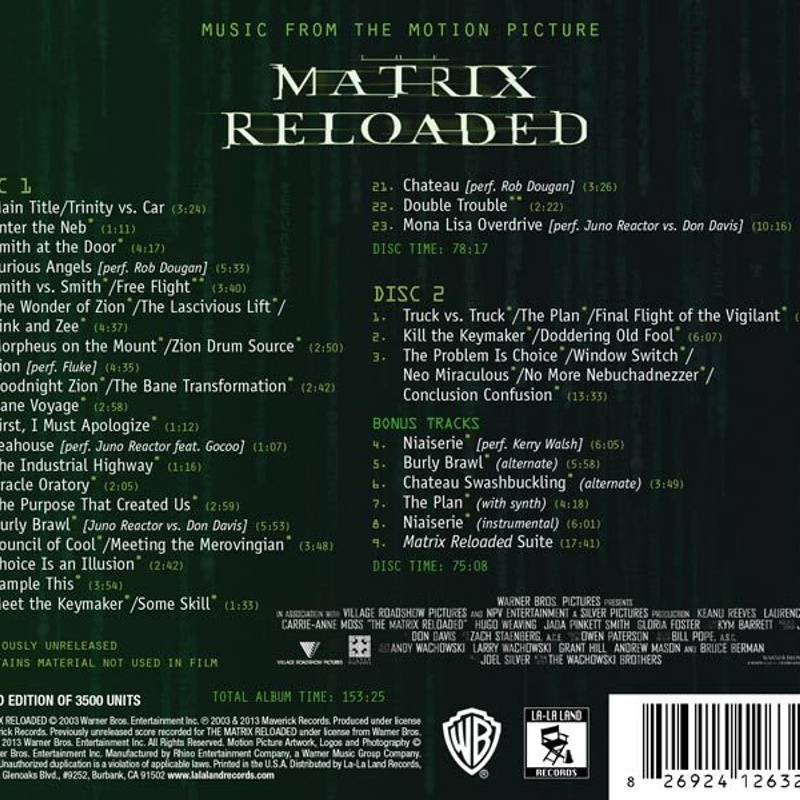 The Matrix Reloaded (Music From The Motion Picture) album cover