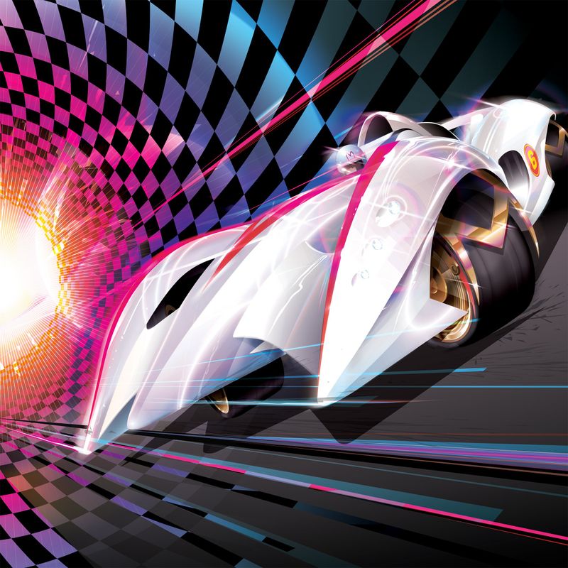 Cover art for Speed Racer (Original Motion Picture Soundtrack) (Milky Clear w/ Red color-in-color w/ White & Yellow splatter Variant)