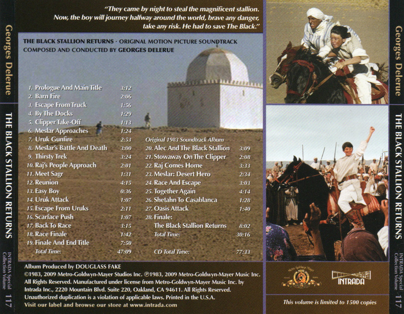 Album cover for The Black Stallion Returns (Original Motion Picture Soundtrack) by Georges Delerue - Intrada 2009