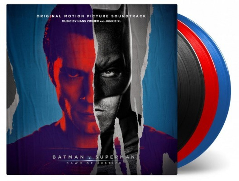 Cover art for Batman v Superman: Dawn of Justice (Original Motion Picture Soundtrack) (Red-Blue-Black Vinyl Variant)