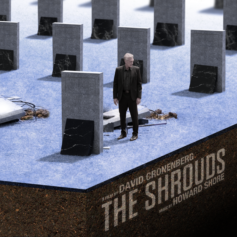 Album cover for The Shrouds (Original Motion Picture Soundtrack) by Howard Shore - Made by Mutant / HOWE records 2025