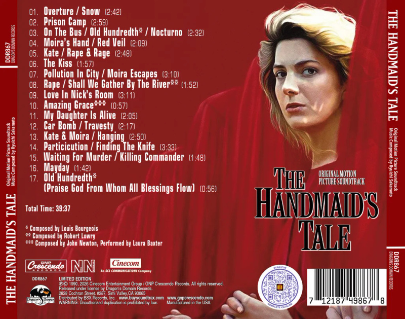 Album cover for The Handmaid's Tale (Original Motion Picture Soundtrack) by Ryuichi Sakamoto - Dragon's Domain Records 2026