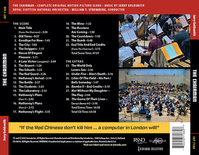 Album cover for The Chairman (New Recording of the 1969 Motion Picture Score) by Jerry Goldsmith - Intrada 2025