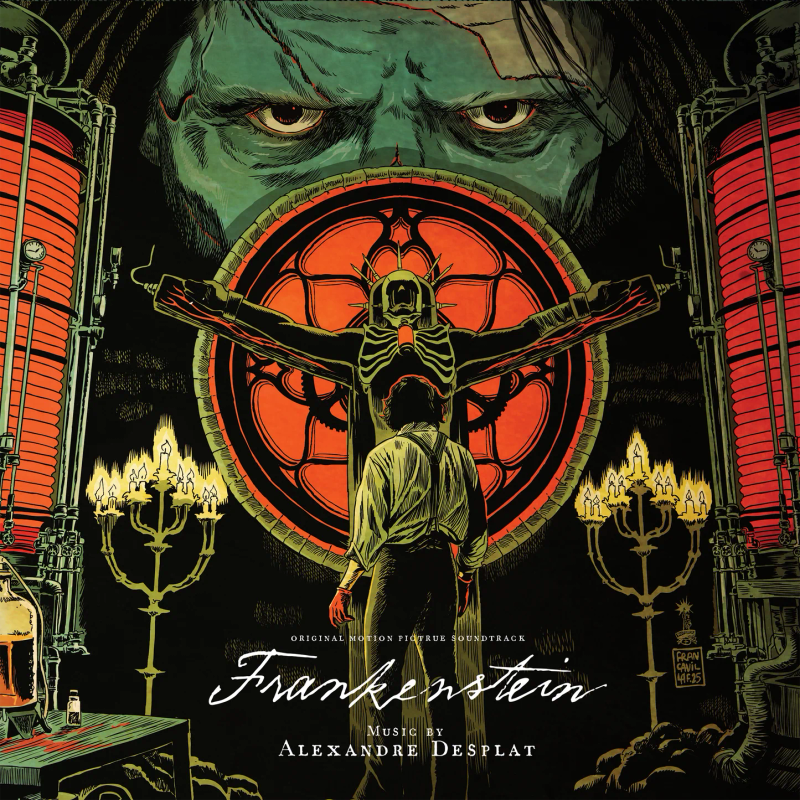 Album cover for Frankenstein (Original Motion Picture Soundtrack) (Green with Red Splatter / Green with Yellow/Gold Splatter…
